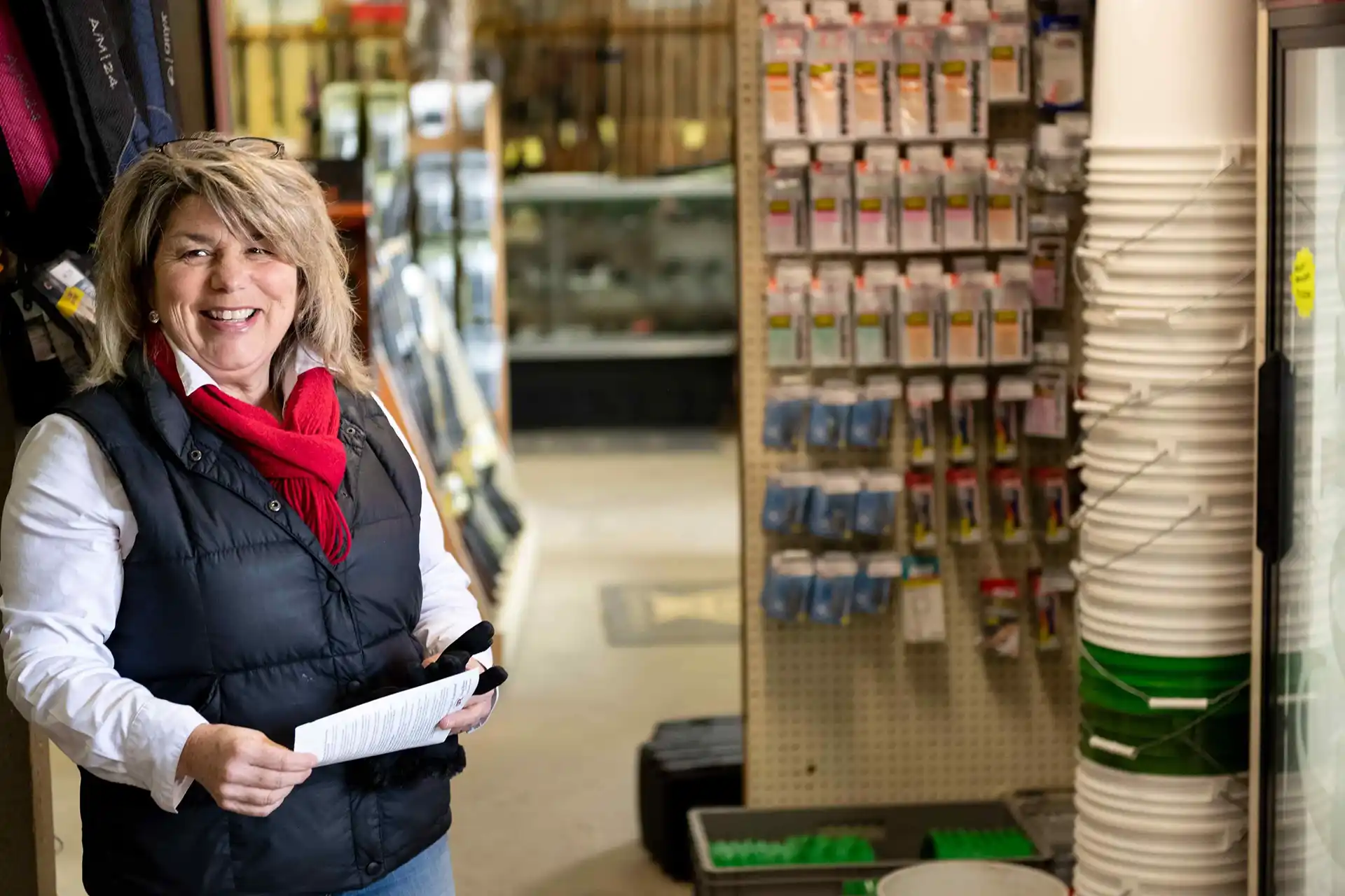 Smiling hardware store owner